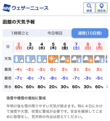 【函館・北斗・七飯の住宅会社】寒波による低温に注意